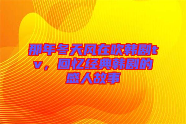 那年冬天風在吹韓劇tv，回憶經(jīng)典韓劇的感人故事