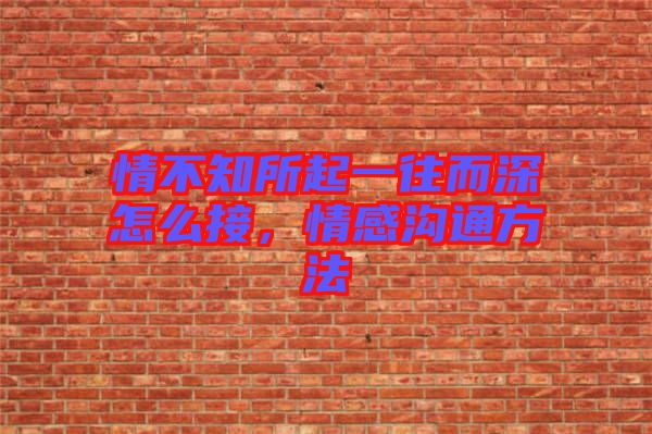 情不知所起一往而深怎么接，情感溝通方法