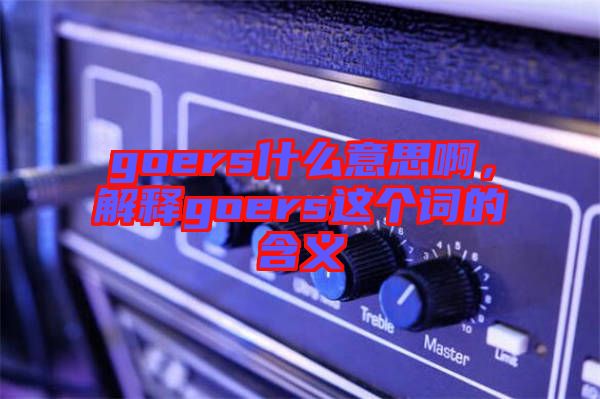 goers什么意思啊，解釋goers這個詞的含義