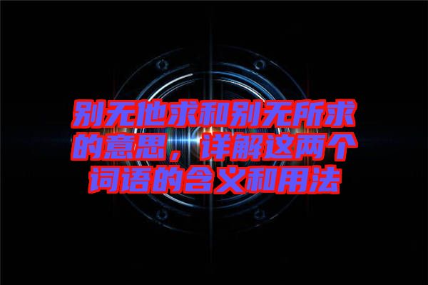 別無他求和別無所求的意思，詳解這兩個詞語的含義和用法