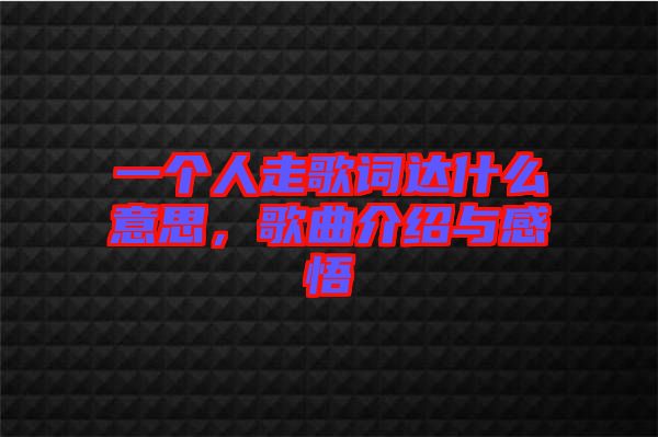 一個(gè)人走歌詞達(dá)什么意思，歌曲介紹與感悟