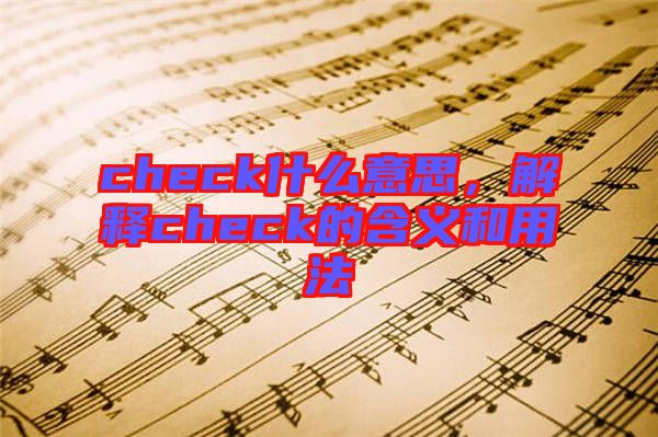 check什么意思，解釋check的含義和用法