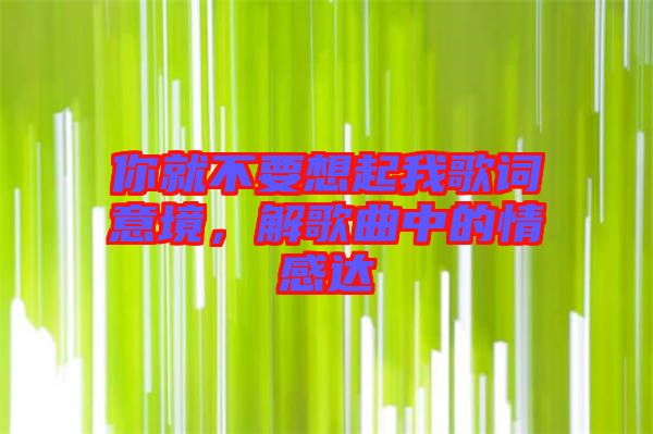 你就不要想起我歌詞意境，解歌曲中的情感達