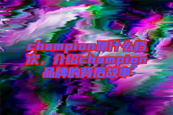 champion是什么檔次，介紹champion品牌的背后故事