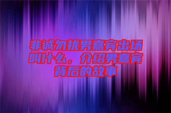 非誠(chéng)勿擾男嘉賓出場(chǎng)叫什么，介紹男嘉賓背后的故事