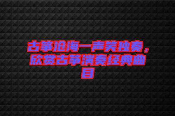 古箏滄海一聲笑獨奏，欣賞古箏演奏經(jīng)典曲目