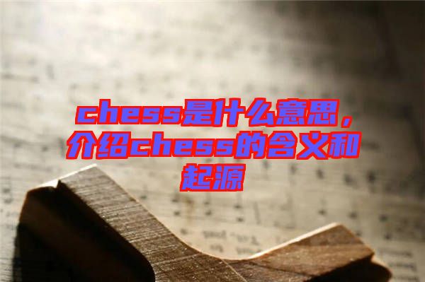 chess是什么意思，介紹chess的含義和起源