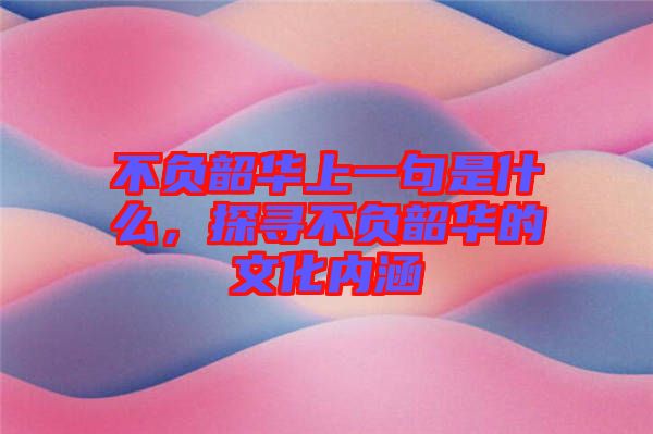不負(fù)韶華上一句是什么，探尋不負(fù)韶華的文化內(nèi)涵