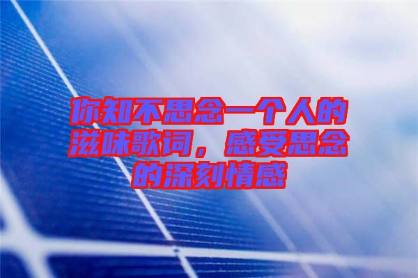 你知不思念一個(gè)人的滋味歌詞，感受思念的深刻情感