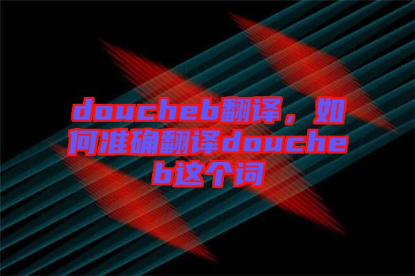 doucheb翻譯，如何準(zhǔn)確翻譯doucheb這個(gè)詞