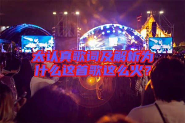 太認真歌詞及解析為什么這首歌這么火？