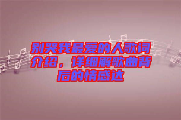 別哭我最愛(ài)的人歌詞介紹，詳細(xì)解歌曲背后的情感達(dá)