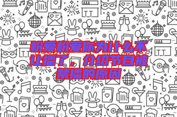 粉愛粉愛你為什么不讓播了，介紹節(jié)目被禁播的原因