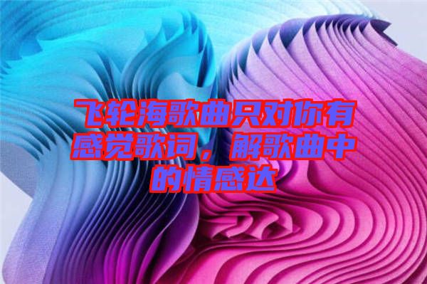 飛輪海歌曲只對你有感覺歌詞，解歌曲中的情感達