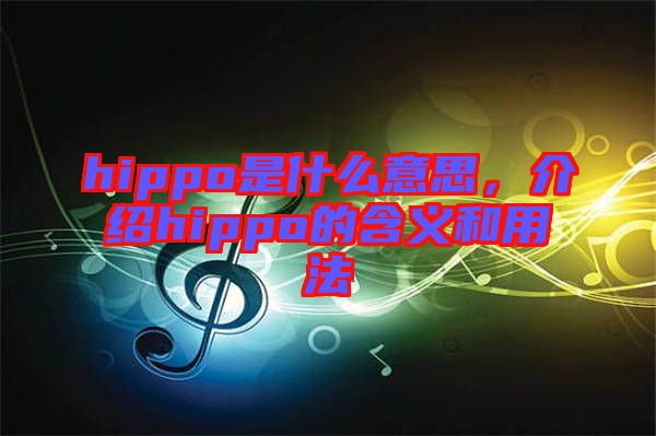 hippo是什么意思，介紹hippo的含義和用法