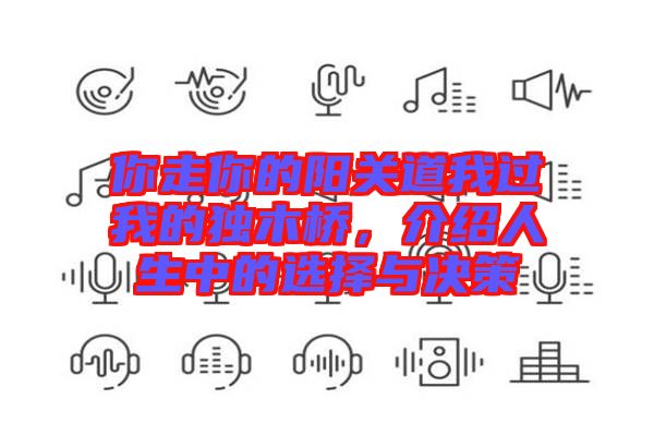 你走你的陽關(guān)道我過我的獨木橋，介紹人生中的選擇與決策