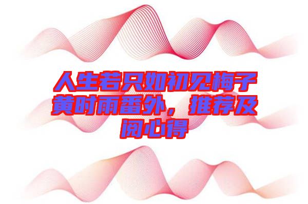 人生若只如初見梅子黃時(shí)雨番外，推薦及閱心得