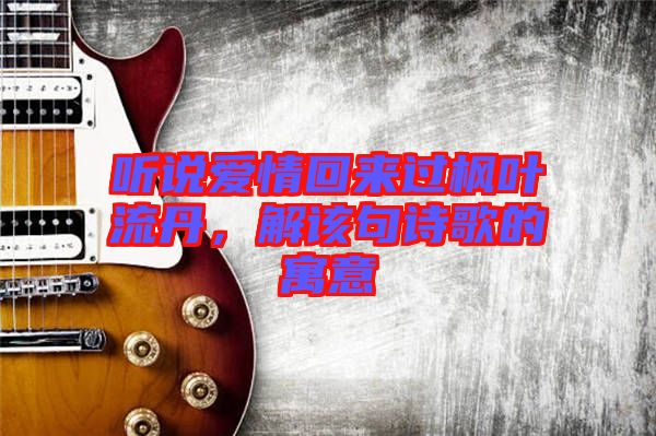 聽說愛情回來過楓葉流丹，解該句詩歌的寓意