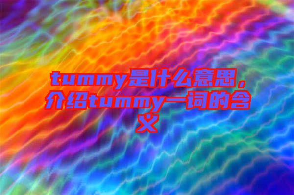 tummy是什么意思，介紹tummy一詞的含義