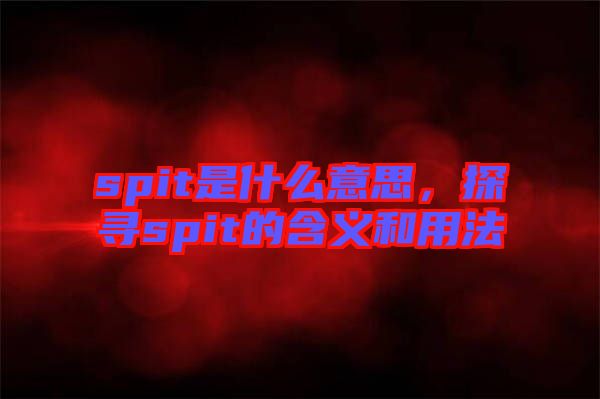 spit是什么意思，探尋spit的含義和用法
