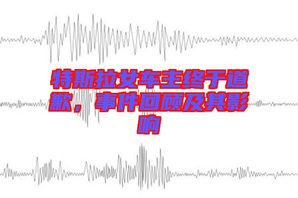 特斯拉女車主終于道歉，事件回顧及其影響