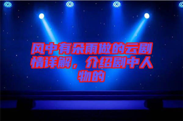 風(fēng)中有朵雨做的云劇情詳解，介紹劇中人物的