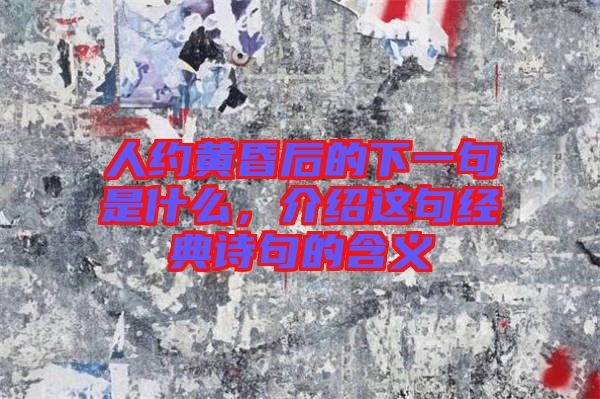 人約黃昏后的下一句是什么，介紹這句經(jīng)典詩句的含義