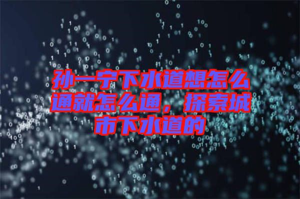 孫一寧下水道想怎么通就怎么通，探索城市下水道的