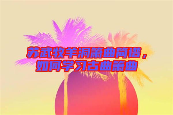 蘇武牧羊洞簫曲簡(jiǎn)譜，如何學(xué)習(xí)古曲簫曲