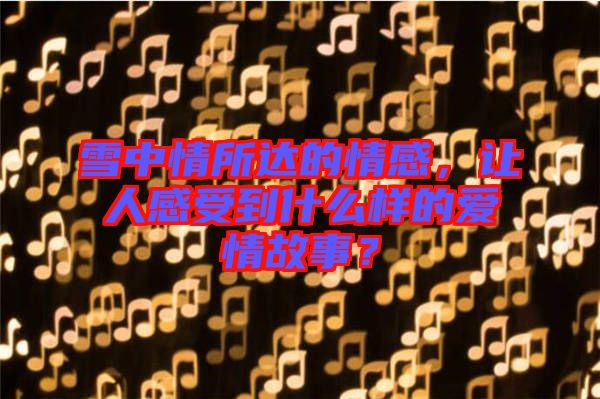 雪中情所達(dá)的情感，讓人感受到什么樣的愛(ài)情故事？