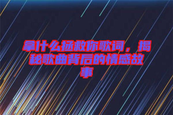 拿什么拯救你歌詞，揭秘歌曲背后的情感故事