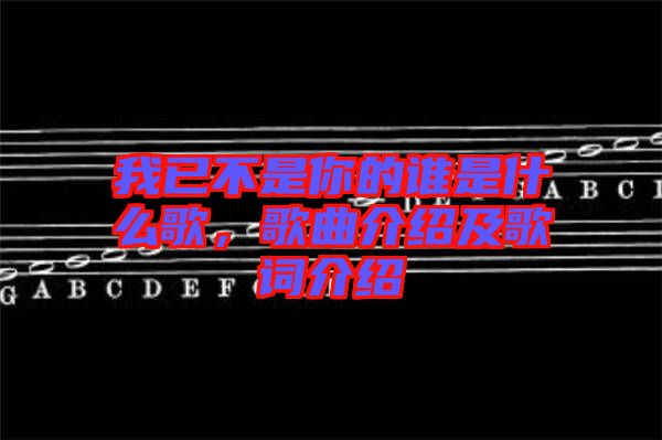 我已不是你的誰是什么歌，歌曲介紹及歌詞介紹