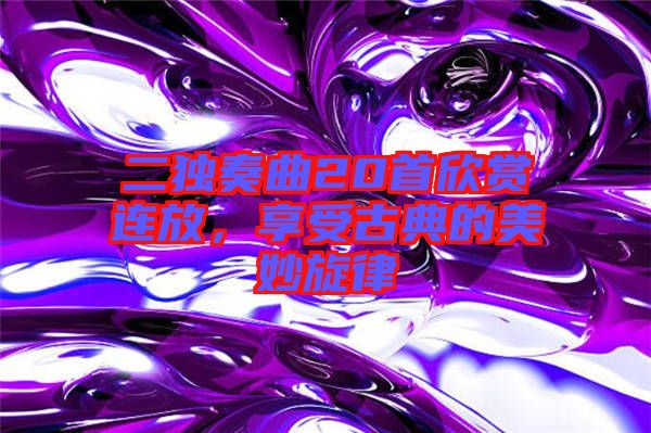 二獨(dú)奏曲20首欣賞連放，享受古典的美妙旋律