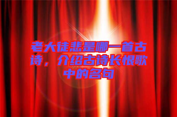 老大徒悲是哪一首古詩，介紹古詩長恨歌中的名句