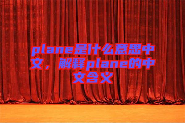 plane是什么意思中文，解釋plane的中文含義