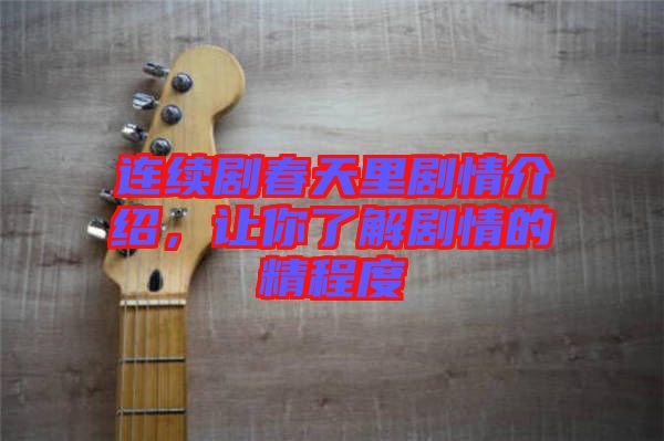 連續(xù)劇春天里劇情介紹，讓你了解劇情的精程度