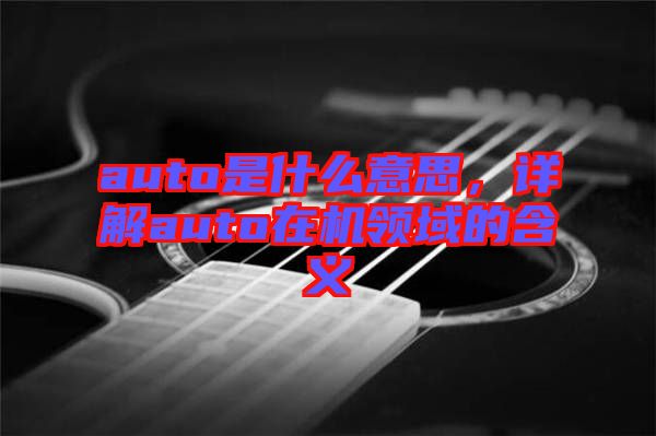 auto是什么意思，詳解auto在機領域的含義
