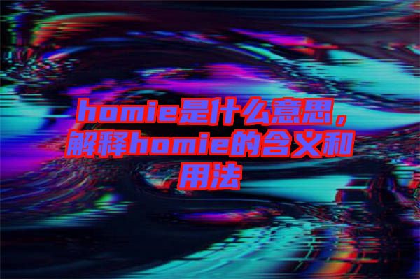 homie是什么意思，解釋homie的含義和用法