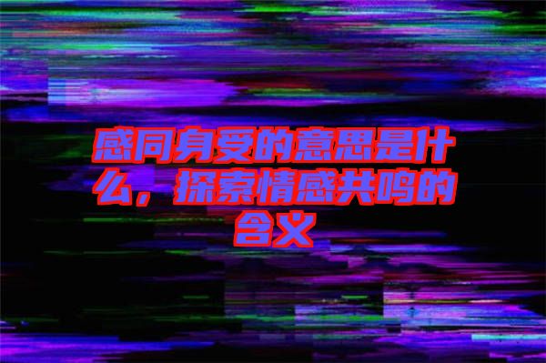 感同身受的意思是什么，探索情感共鳴的含義