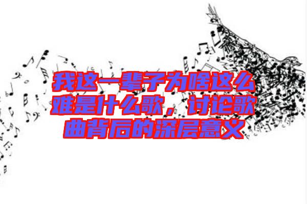 我這一輩子為啥這么難是什么歌，討論歌曲背后的深層意義