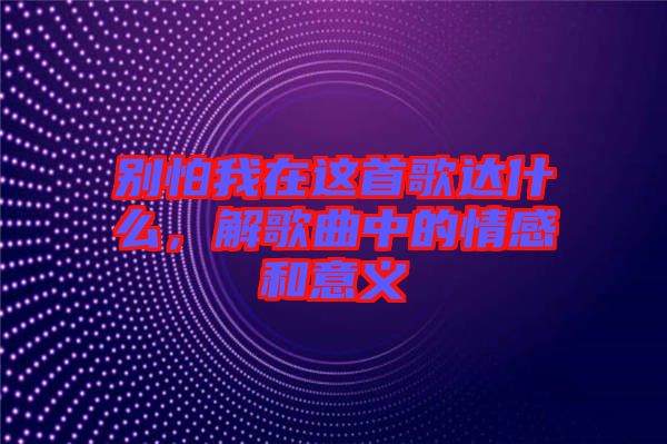 別怕我在這首歌達什么，解歌曲中的情感和意義