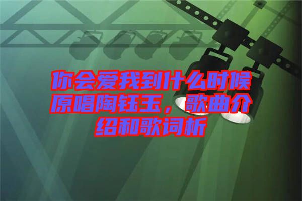 你會(huì)愛(ài)我到什么時(shí)候原唱陶鈺玉，歌曲介紹和歌詞析