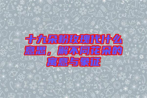 十九朵粉玫瑰代什么意思，解不同花朵的寓意與象征