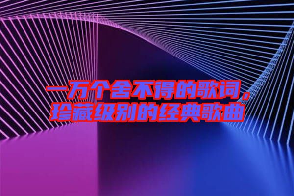 一萬個舍不得的歌詞，珍藏級別的經(jīng)典歌曲