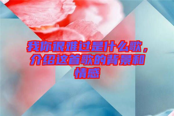 我你很難過(guò)是什么歌，介紹這首歌的背景和情感