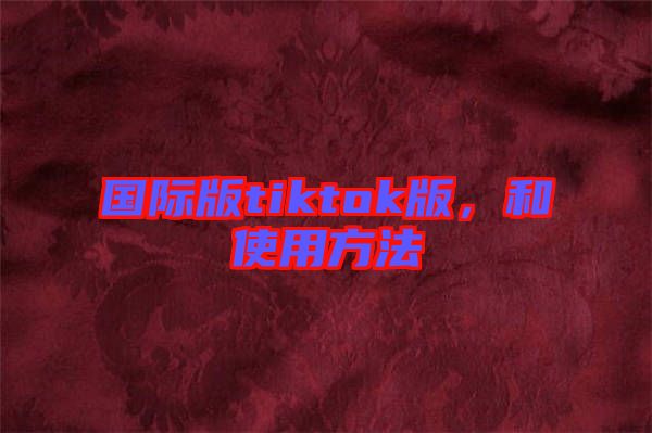 國(guó)際版tiktok版，和使用方法