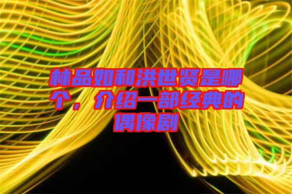 林品如和洪世賢是哪個(gè)，介紹一部經(jīng)典的偶像劇