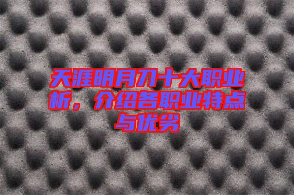 天涯明月刀十大職業(yè)析，介紹各職業(yè)特點(diǎn)與優(yōu)劣