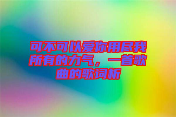 可不可以愛(ài)你用盡我所有的力氣，一首歌曲的歌詞析