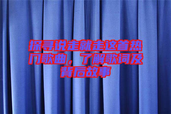 探尋說走就走這首熱門歌曲，了解歌詞及背后故事